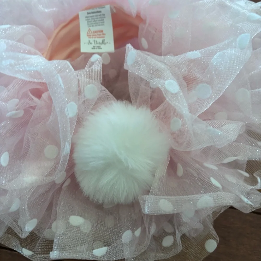 Pink Polka Tulle Bunny Dress-Up Set with Headband 0-12M